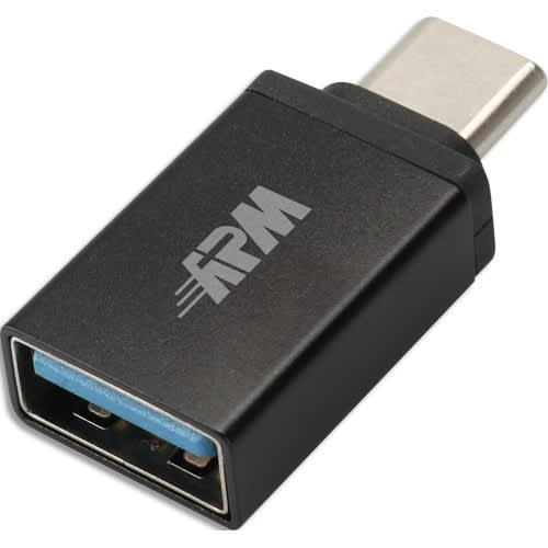 Apm adaptateur USB-C / USB-A - USB 3.0 - mâle / femelle - métal noir - transfert jusqu'à 5Gb/s_0