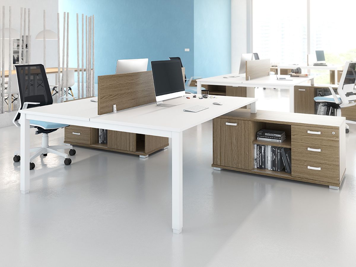 Bureau bench 2 personnes akka sur crédences avec cloisonnette_0