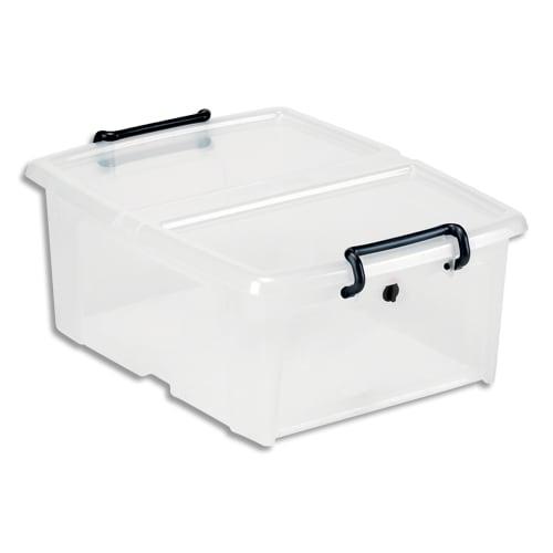 Cep boîte de rangement smartbox strata transparent, 20l, en pp, couvercle clipsé, l46 x h19 x p37 cm_0