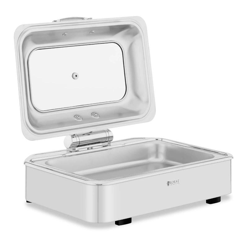 CHAFING DISH GN 1/1 PROFESSIONNEL À FOND PLAT (ACIER INOXYDABLE, VERRE TREMPÉ, 8,5 L, 1 RÉCIPIENT GN 1/1, POIGNÉE COOL TOUCH, HUBLOT) 14_0004233_0