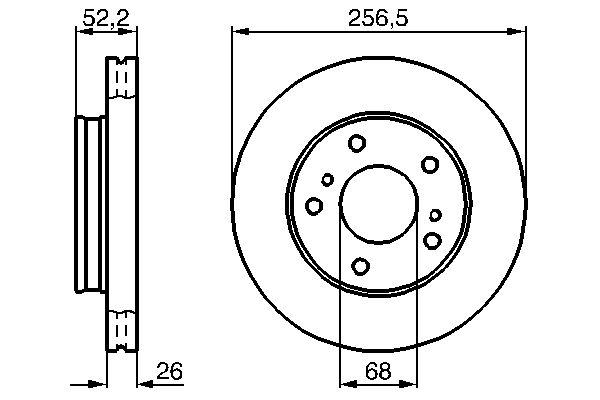 Disque de frein Bosch 0986478485 - ventilé intérieur - boîte de 2 - 26 mm - avant - 5 trous_0