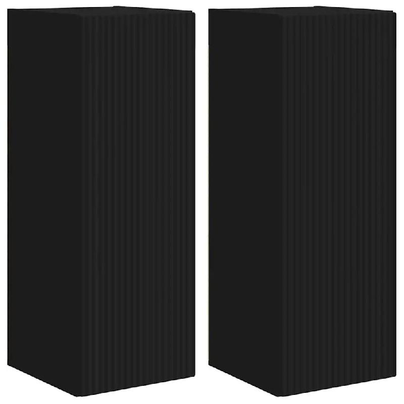 Helloshop26 - Meuble TV mural moderne 30 x 31 x 80 cm rangement pratique design minimaliste en bois d'ingénierie noir 02_0054970 - noir Bois massif 3_0