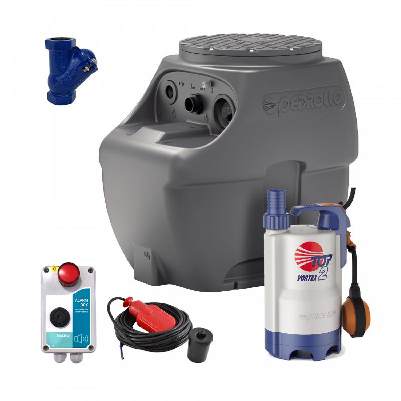 Kit Station de Relevage Pedrollo SAR 250L TOP 2 Vortex - Pompe Monophasée 220V - Débit 10,8 m3/h - Complet avec Accessoires_0