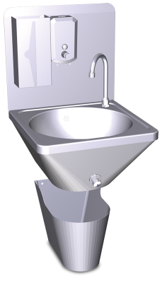 Lave-mains inox mural intégral - cuve ronde 390mm - avec accessoires inclus_0