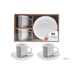 Lot de 12 Tasses Et Sous Tasses Porcelaine Blanc et Noir (barrette de 2) Maitre Chef - COFFTA037_12_0