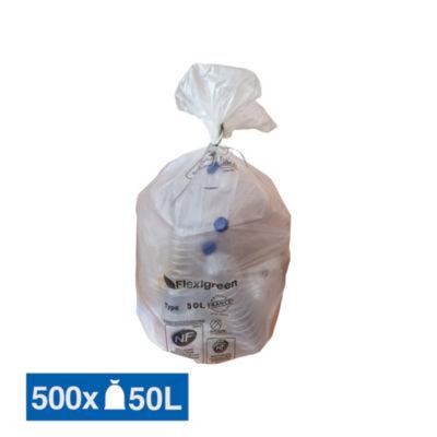 Sacs poubelle déchets courants translucides 50 L, lot de 500_0