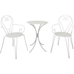 Set Table de jardin romantique en fer forgé 60 cm + 2 fauteuils - Blanc AUCUNE - blanc 3666749443576_0