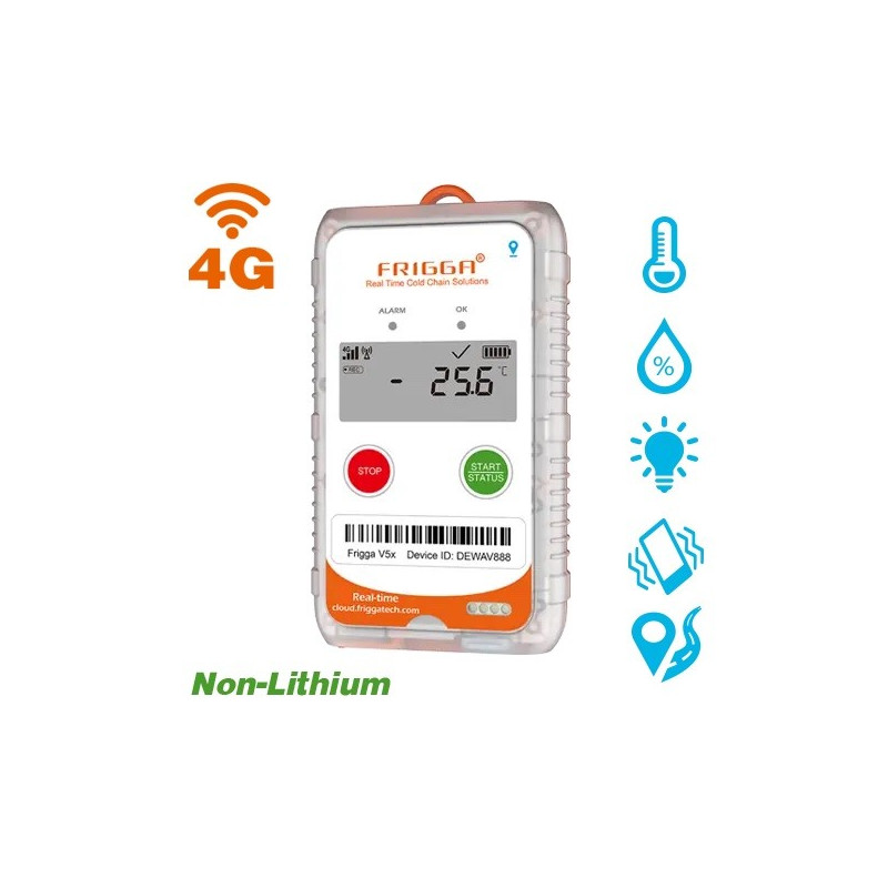 V5C Enregistreur de température, humidité, choc en temps réel - 4G, USB, cloud gratuit - Rapport PDF_0