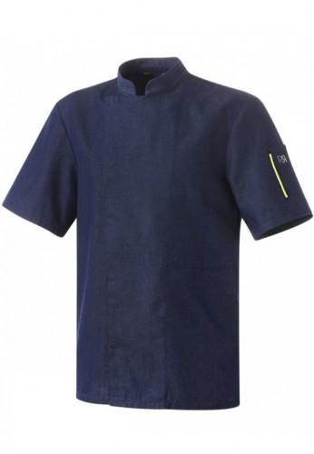Veste de cuisine Nero Denim - Manches courtes - Robur - Boutons pressions cachés et poches fonctionnelles_0