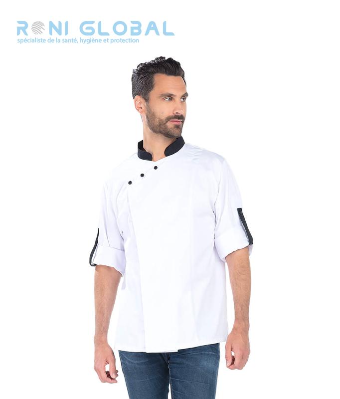 Veste de cuisine homme - manches longues transformables - coton et polyester - 2 poches - Fabio Remi Confection - Ref: 4950_0