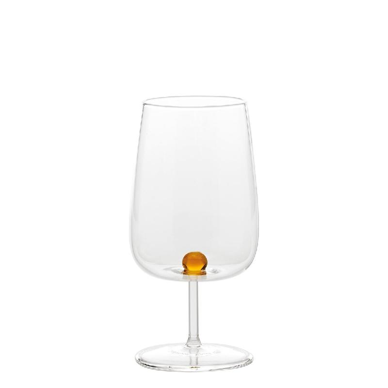 Zafferano Bilia Verre À Vin En Verre Borosilicaté Fabriqué À La Main Avec Sphère Décorative Interne, Lot De 6 Pièces Couleur Jaune Or, Design �_0