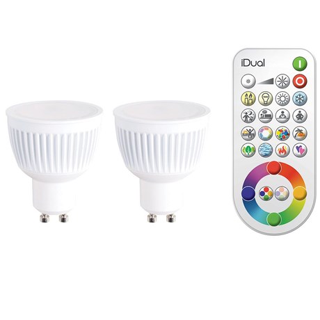 2 AMPOULES RÉFLÉCTEURS LED IDUAL GU10 6.5/35 W PROGRAMMABLE AVEC TÉLÉCOMMANDE