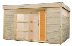 Abri de jardin toit plat CI 4020 - 28 mm, 300x400 cm, couverture EPDM et gouttière inclus_0
