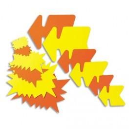 AGIPA PAQUET DE 50 ÉTIQUETTES POUR POINT DE VENTE EN CARTON FLUO JAUNE/ORANGE FORME ÉCLATÉ 8 X 12 CM