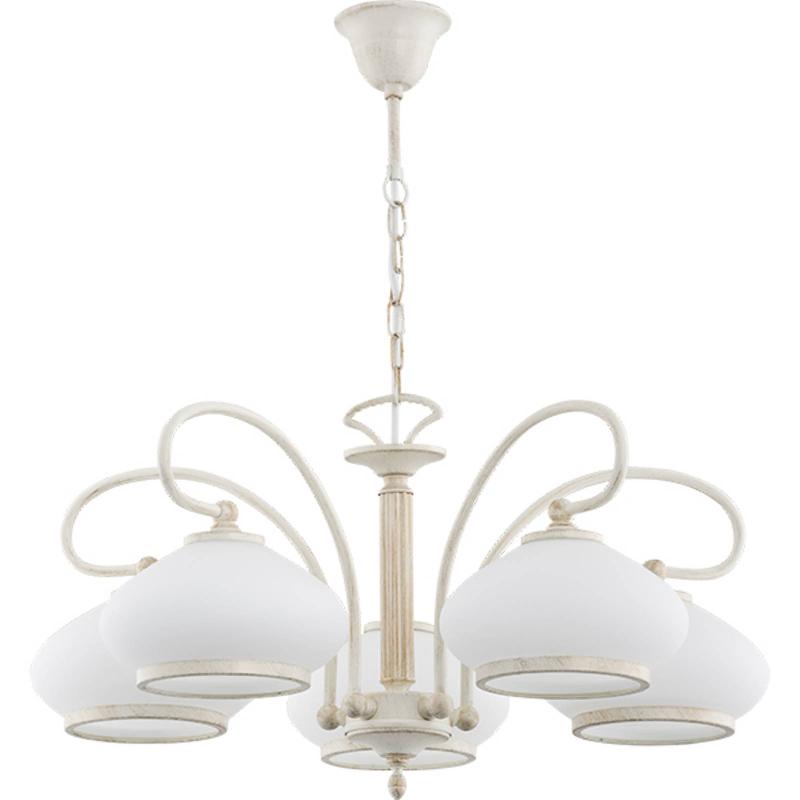 ALFA LUSTRE ASTORIA, ABAT-JOUR VERRE, À 5 LAMPES, BLANC