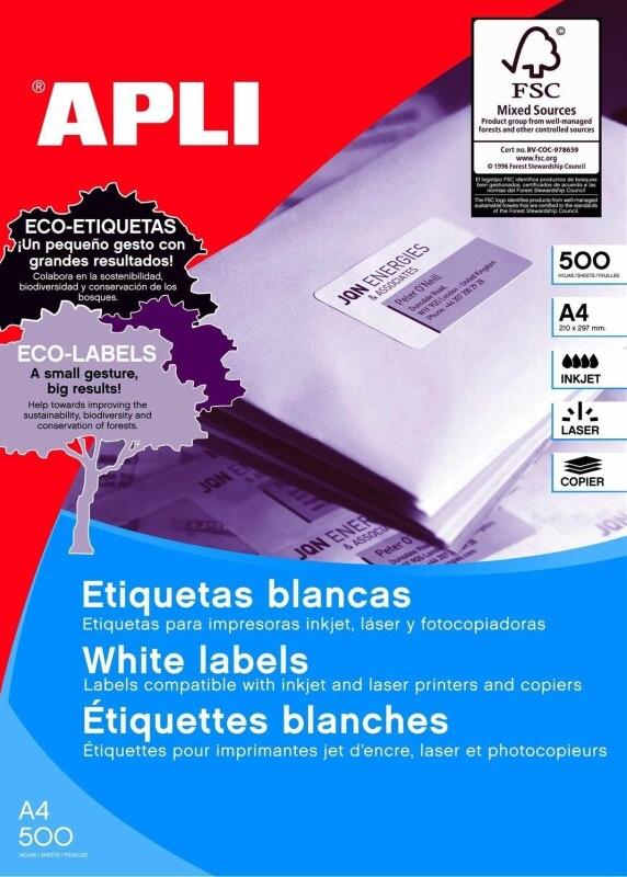 Apli 8000 étiquettes blanches multi-usage, format 99,1 x 34 mm (500 feuilles A4 / cdt) - 8410782105619_0