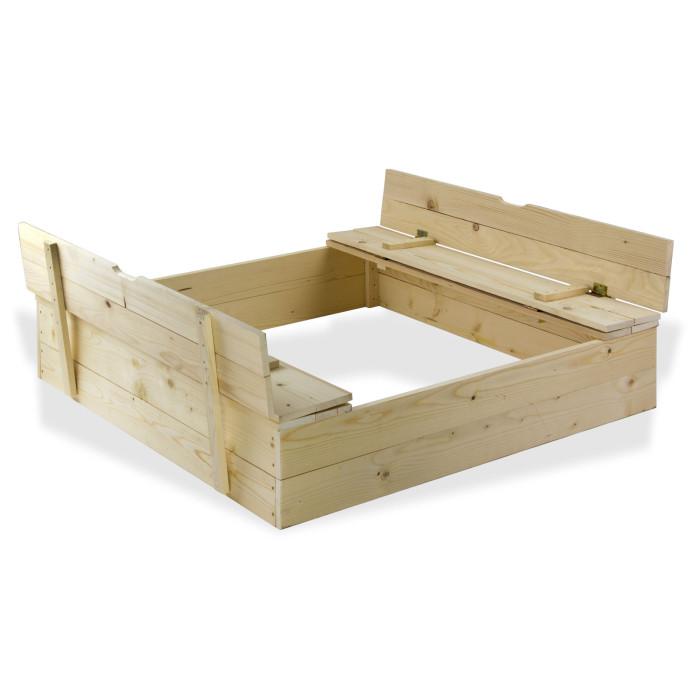 Bac à sable avec bancs 120 x 120 cm en pin naturel - 2856_0