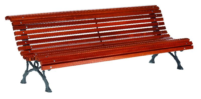 Banc public en bois exotique - CDIRECT-PRO Romantico - longueur 2m avec piétement en fonte_0