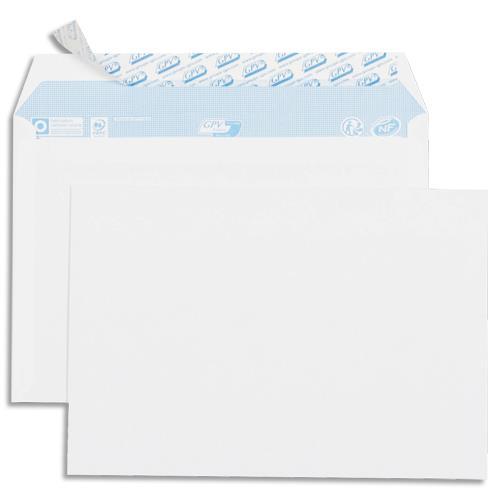 BOÎTE DE 500 ENVELOPPES VELIN GPV - BLANC - 80G - C5 162X229MM AUTO-ADHESIVES