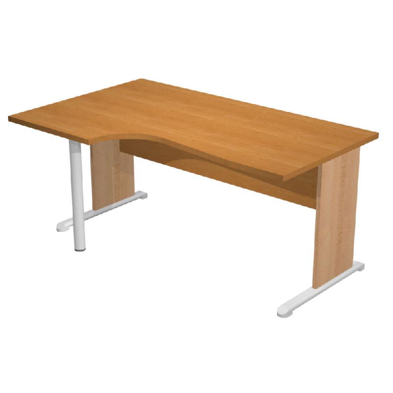 BUREAU D'ANGLE COMPACT RETOUR A GAUCHE PRONTO BOIS - L.160 X P.100 CM - PLATEAU AULNE - PIEDS L HETRE