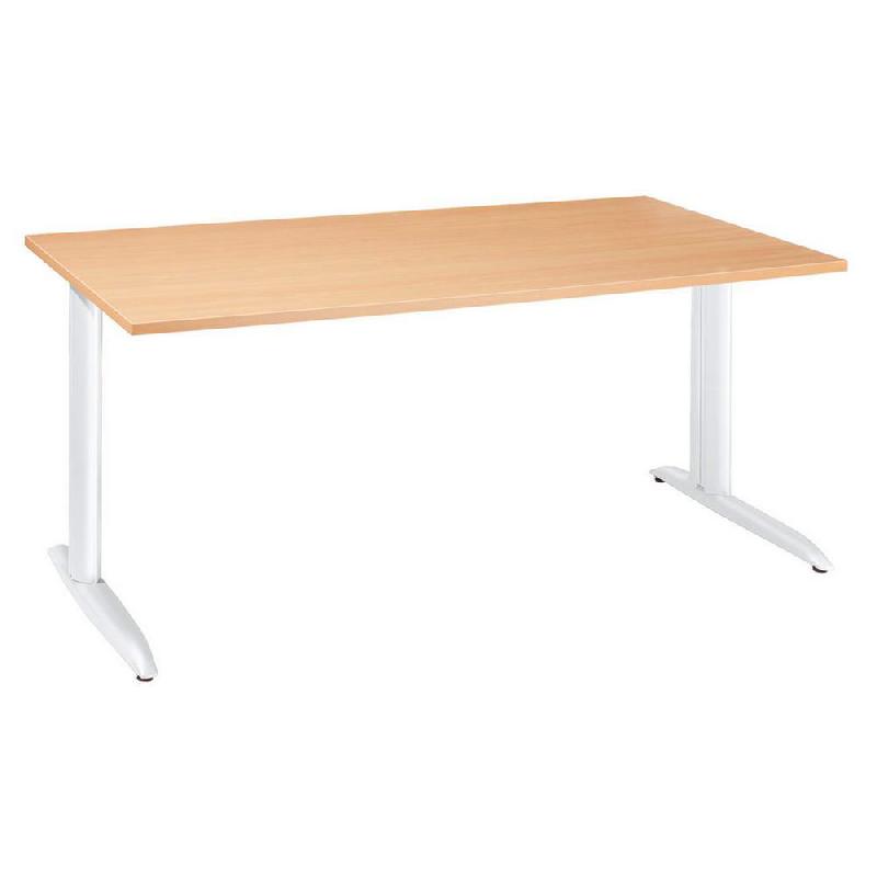 BUREAU DROIT ACTUAL - L. 180 X P. 80 CM - PLATEAU CHENE - PIEDS L BLANCS