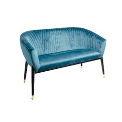 Canapé velours bleu paon 131x67x79cm - CANAVE005_1_0