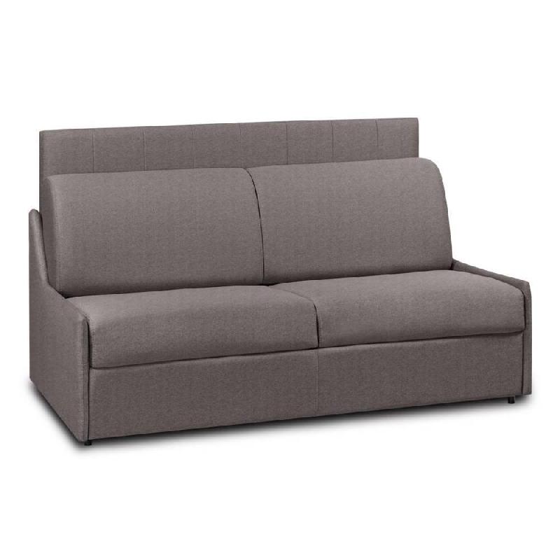 Canapé convertible avec tête de lit Plaza en microfibre taupe - Matelas 16 cm - Système express - Sommier à lattes 160 cm_0