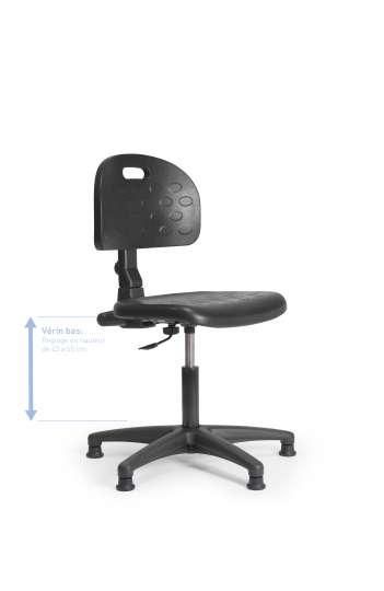 Chaise d'atelier en polyuréthane - contact permanent - vérin bas - patins - textcpvbp_0