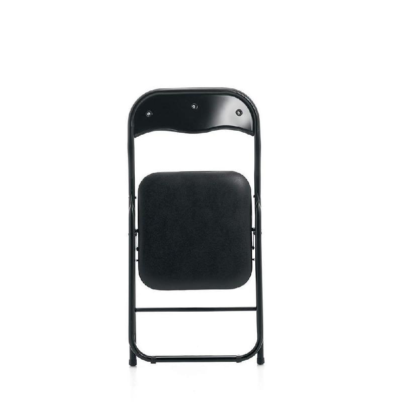 CHAISE PLIANTE ECO- SIMILI CUIR NOIR - PIEDS METAL NOIRS - LOT DE 2