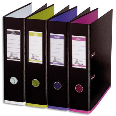 CLASSEUR A LEVIER ELBA MYCOULOUR COUVERTURE POLYPRO - DOS 8 CM - NOIR - LOT DE 10