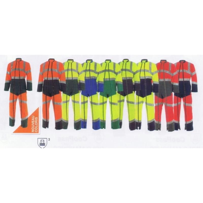 COMBI FLUO SAFE JAUNE VERT AM T2 COTON/POLYESTER 300GR 2 ZIP