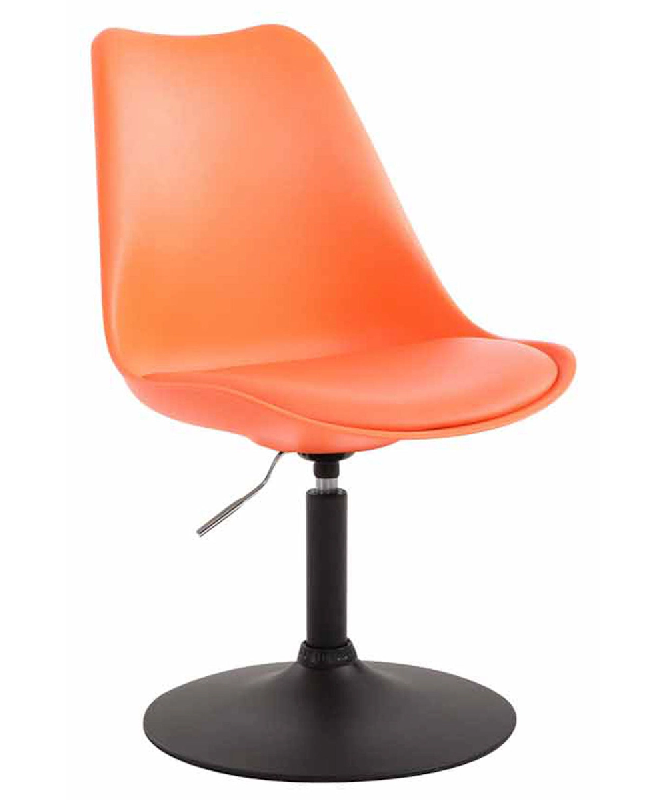 Décoshop26 - Chaise de salle à manger x1 pivotante hauteur réglable en plastique orange et pied trompette en métal chromé 10_0003764 - 3000251754926_0