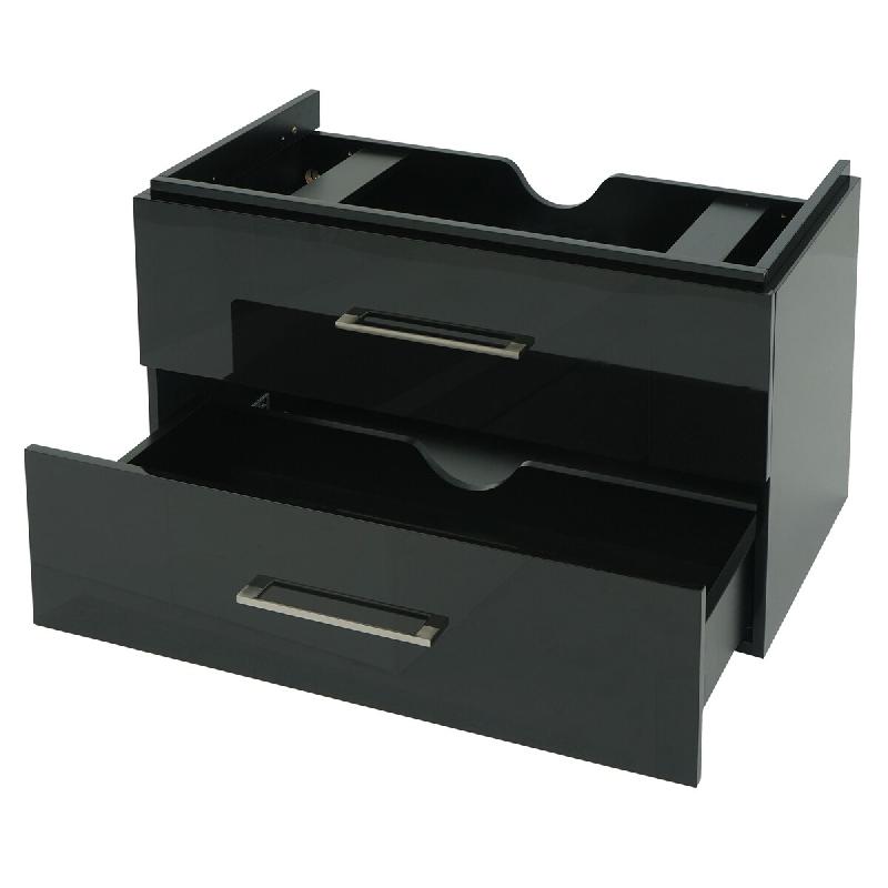 Décoshop26 - Meuble sous-vasque 90 cm suspendu 2 tiroirs Soft-Close encoche siphon style moderne contreplaqué noir brillant 04_0010530 - noir 300026_0