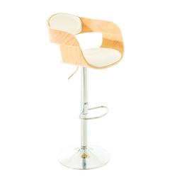 Décoshop26 - Tabouret de bar avec repose-pied design moderne assise en bois et synthétique blanc pieds chromé 10_0000063 - blanc 3000883469601_0
