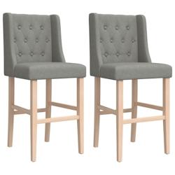 Décoshop26 - Tabourets de bar x2 chaises haute en bois massif d'hévéa et tissu gris capitonné DEC029370 - gris 3000257343636_0