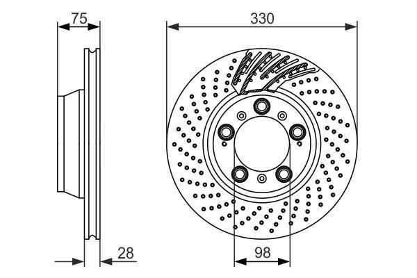 Disque de frein Bosch 0986479581 - Arrière - Poinçonné/ventilé - 5 trous_0
