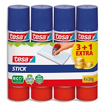 ECOLOGO STICK BÂTON DE COLLE, PAQUET DE 4, 20 G - LOT DE 4