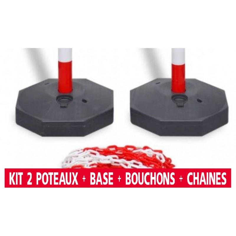 Ensemble 2 poteaux plastiques de signalisation et de balisage avec base lestable - pobalisevin001_0