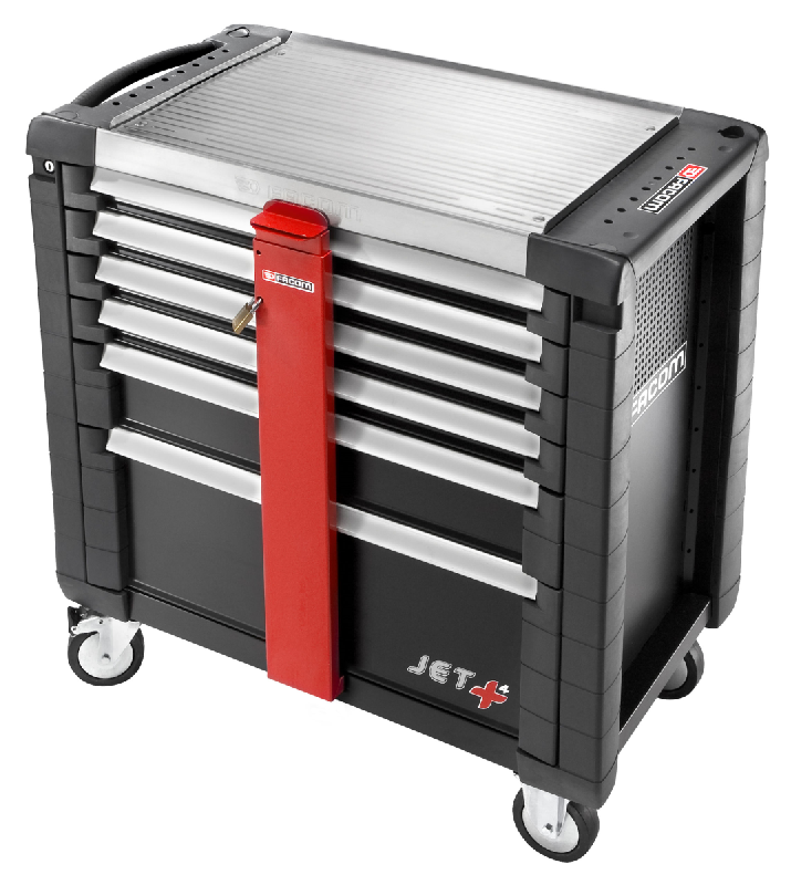 FACOM - Barre anti-effraction JET.A9M pour servantes d'atelier - Fermeture par cadenas - 120 x 25 x 795 mm - Rouge_0
