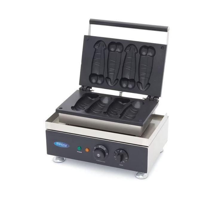 Gaufrier professionnel en forme de pénis - inox - 1500 W, 230 V_0
