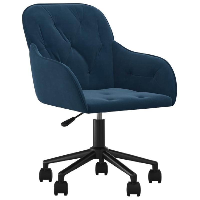 Helloshop26 - Chaise fauteuil siège pivotante de bureau informatique étude velours bleu 02_0024092 - bleu métal 3000214679686_0