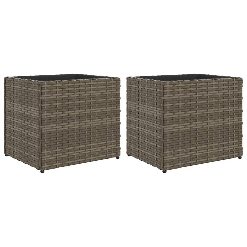Helloshop26 - Jardinière bac lit surélevé plantes fleurs jardin terrasses lot de 2 36 x 30 x 32 cm résine tressée gris 02_0038945 - gris 3000218012281_0