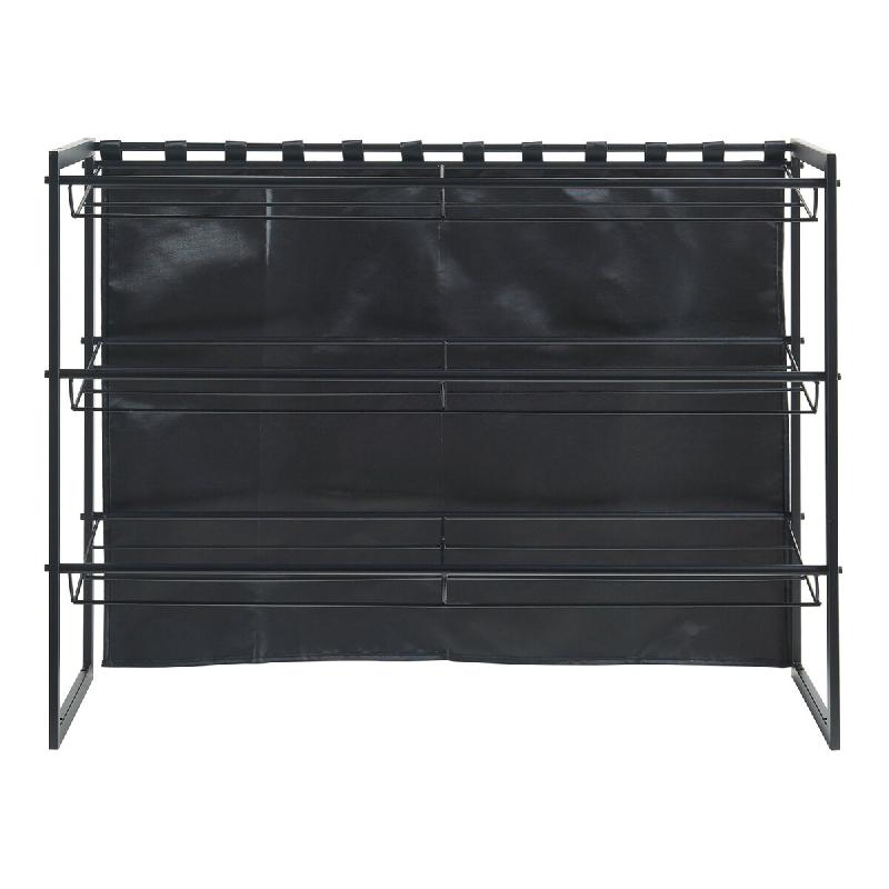 Helloshop26 - Lot de 2 étagères à chaussures 80 x 32 x 60 cm noir 03_0009762 - noir métal 3000224859689_0