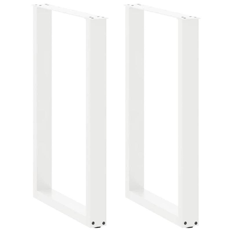 Helloshop26 - Lot de 2 pieds de table de bar en U 60 x 90 cm design moderne avec niveleurs réglables en acier blanc 02_0057465 - blanc acier 30002400_0