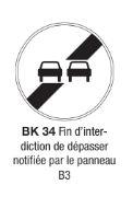 Signalisation de prescription BK34 - Panneau d'interdiction de dépasser B3_0