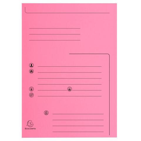 LOT DE 5 - PAQUET DE 25 CHEMISES 2 RABATS SUPER 210 CONTACT - 24 X 32 CM - ROSE