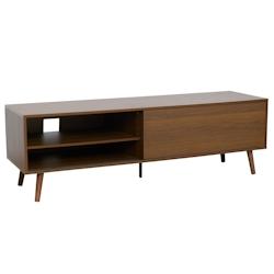 Oviala Business Meuble TV 1 porte rectangulaire L160 cm marron - marron Bois massif 113604_0