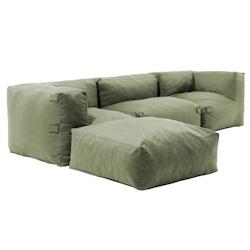Oviala Business - Salon d'angle modulable 4 places vert cactus - polyester résistant aux intempéries_0