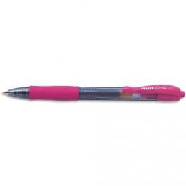 PILOT STYLO À BILLE POINTE MOYENNE RÉTRACTABLE ENCRE GEL ROSE CORPS PLASTIQUE AVEC GRIP CAOUTCHOUC G2