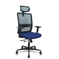 Piqueras y Crespo Silla Haches traslack malla negra asiento bali azul marino brazos 2D ruedas 65mm cabecero regulable - bleu multi-matériau 395TKM840_0
